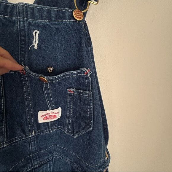 Vintage Round House Blue Denim Overalls Size 38  Unisex Normcore Farm Workwear - Picture 4 of 14